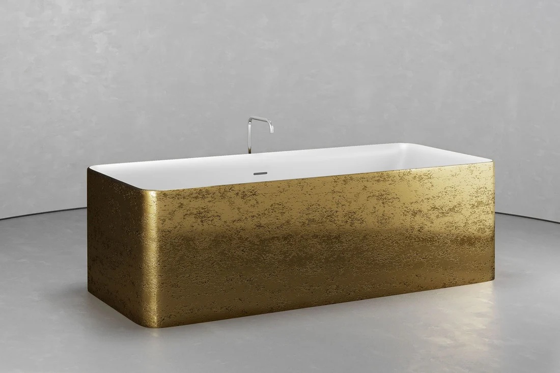 Vast Bath Style 4 exterior in Aged Brass finish and white interior